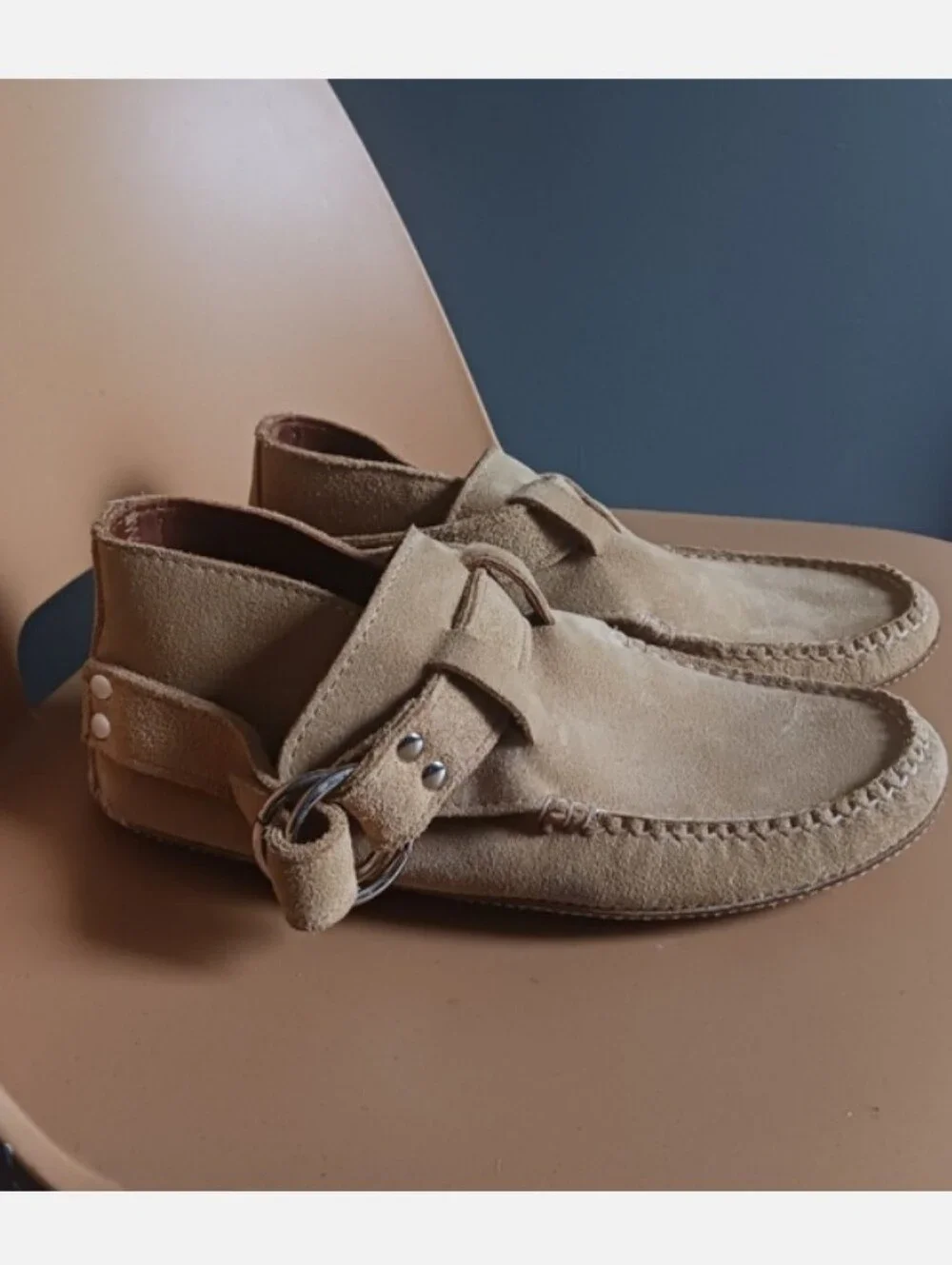 QUODDY x Kelly Killoren Bensimon Ring Boots, Moccasin Suede Buckle Loafers 10